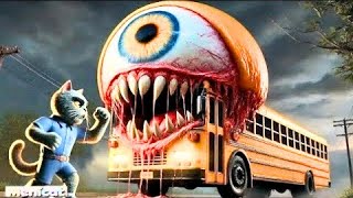 O gatinho de repente encontrou um monstro mutante do ônibus escolar!🐱💥