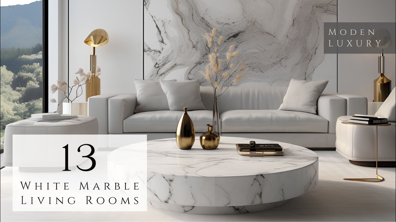 White Marble Majesty: 13 Luxurious White Marble Living Room Interior Design Ideas in Los Angeles