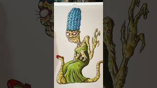 Drawing Marge Simpson, BUT HORROR #thesimpsons #simpsons #horror #art #drawing #draw #artist #sketch