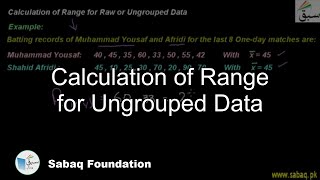 Calculation of Range for Ungrouped Data