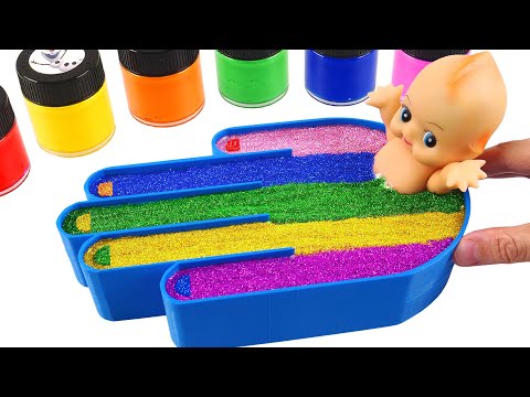 Satisfying Video l How to make Slime Bathtub from Glitter Paint Cutting ASMR l RainbowToyTocToc