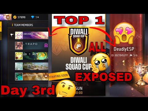 INDIA TOP 1 DEADLY ESP SQUAD USING HACK EXPOSED FREE FIRE DIWALI SQUAD CUP TOURNAMENT #freefireindia