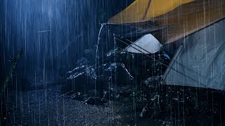 Overnight in a Tent ⛺ | Heavy Thunder & Rain Sounds on Tent for Deep Sleep & Relaxation 🌧️⚡