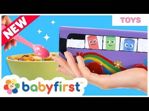 Toddler Learning Video | COLOR CREW MAGIC - Cardboard Bus & Cereal | Games & DIY | First Toys