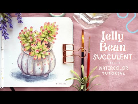 Jelly Bean Succulent: Watercolor Tutorial