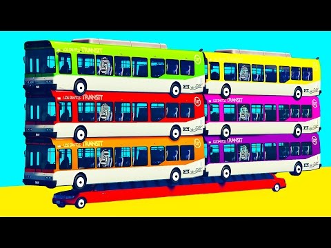 COLOR BUS on Long Cars Cartoon for kids with Nursery Rhymes!