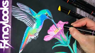 Cómo Dibujar colibrí con rotuladores acrílicos, desde cero