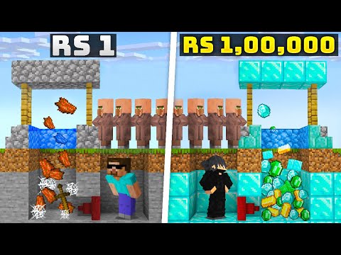 Rs1 vs Rs1,00,000 Poor to Rich Wishing Well in Minecraft @ProBoiz95
