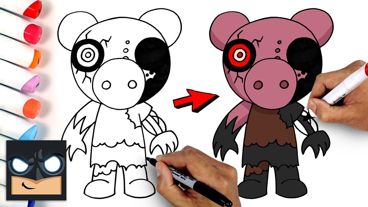 How To Draw Distorted Piggy - Roblox Draw and Color Tutorial