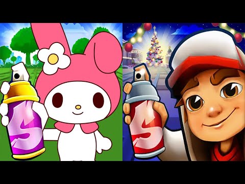 Subway Surfers Winter Wonderland unlock Vivienne Hollywood outfit vs My Melody Subway Run Gameplay