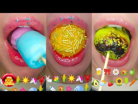 ASMR Mouth Sounds EMOJI CHALLENGE WAX HONEY CANDY FONDANT Makbang