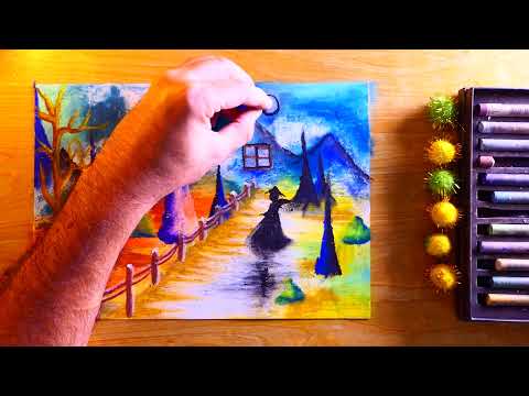 Bold Garden Painting In Oil Pastel | Ambient Vibes | Landscape Art Demonstration