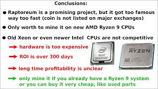 Raptoreum profit: Intel Xeon E5 vs AMD Ryzen 9 3900: too late for the party