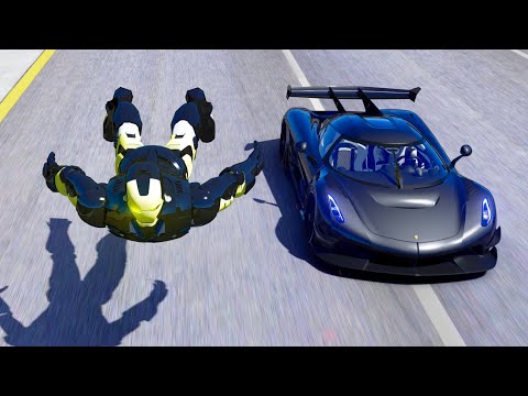 Koenigsegg Jesko Black Devil vs Iron Man Mark 46 Black Suit at Special Stage Route X