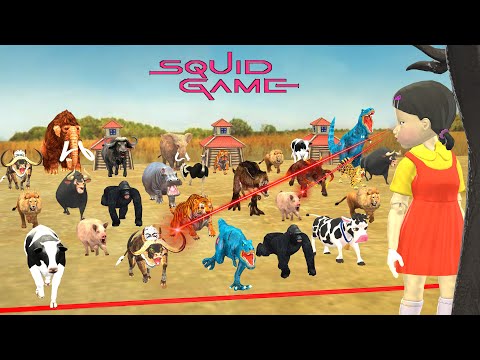 Animals Plays Squid Game Red Light Green Light Save Cow vs Gorilla vs Tiger vs Elephant vs Dinosaur