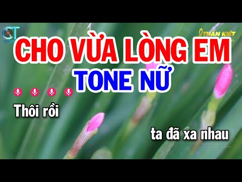 Karaoke Cho Vừa Lòng Em Tone Nữ ( Am ) Nhạc Sống Mới || Karaoke Tuấn Kiệt