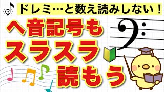 【初心者必見】音符は数えずに読むとスラスラ読める！〜ヘ音記号編〜