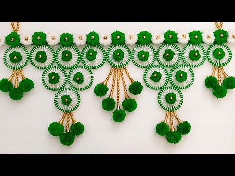 EASY WOOLEN DOOR HANGING TORAN | DIY WOOLEN TORAN MAKING | DOOR HANGING CRAFT IDEAS | WOOLEN TORAN