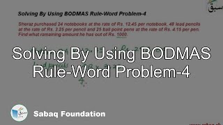 Solving By Using BODMAS Rule-Word Problem-4
