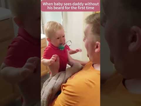 when baby see daddy without his beard for the first time ๐ฑ๐ฑ#youtubeshorts #funnybaby #shortsfeed