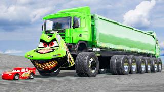 Giant Garbage Truck McQueen Car Eater VS Cars Lightning McQueen Monsters Beamng Drive #460