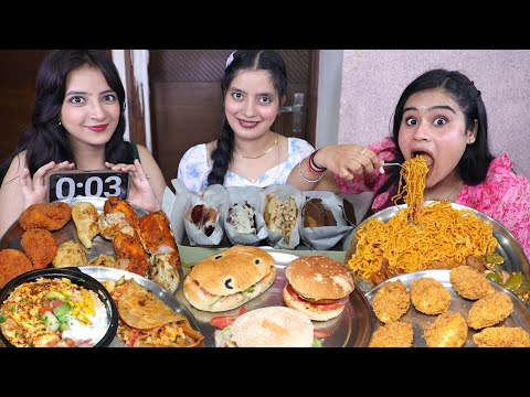 30 Seconds 🔥Spicy Maggi, Momos, Burger, Sandwich, Kurkure Momos, Chilli Potato, Taco Food Challenge