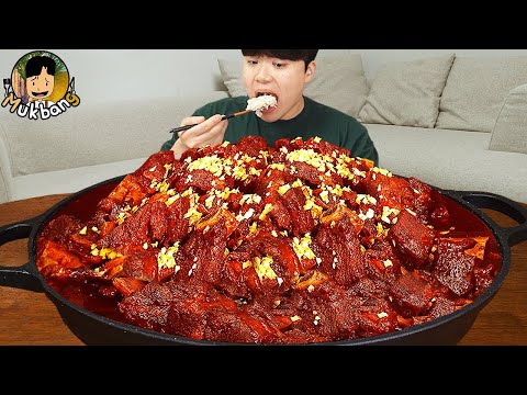 ASMR MUKBANG 집밥 직접 만든 매운 소갈비찜 고추김치 잡채 먹방 & 레시피 Galbi-jjim Korean Home Meal EATING REAL SOUND!