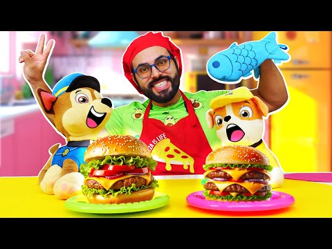 ¡Deliciosas HAMBURGUESAS para los Paw Patrol! Juegos de cocina con la Patrulla Canina