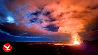 YouTube video thumbnail: Full Moon Seen as Kilauea's Volcano Erupts With Full Force