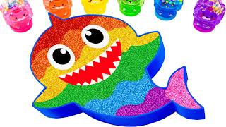 Satisfying Video l Mixing All My Slime Smoothie In Rainbow Baby Shark Bath Cutting ASMR | By YoYo