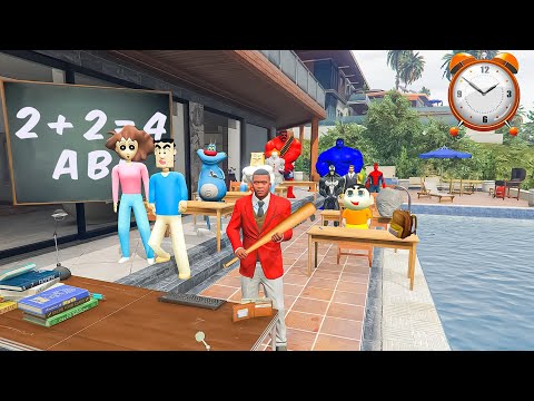 FRANKLIN Ask Question & Answers In His Tution With Shinchan In GTA V || ShivGam Gaming