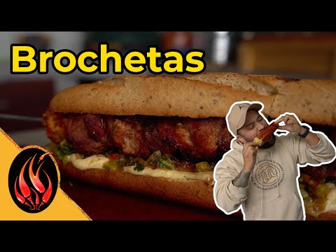 Brochetas de Pork belly + elotes asados