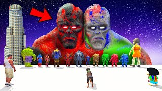 GTA 5 | SHINCHAN, FRANKLIN & ALL SUPERHEROES VS COLORFUL LAVA GOD REBIRTH | MAGICAL PAINT