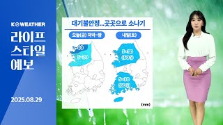 [날씨] 내일(토) 곳곳으로 소나기…무더위와 열대야 계속/2025.08.29.KWEATHER