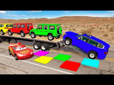 Flatbed Truck Mcqueen | Transportation with Truck - Pothole vs Car # - BeamNG.Drive