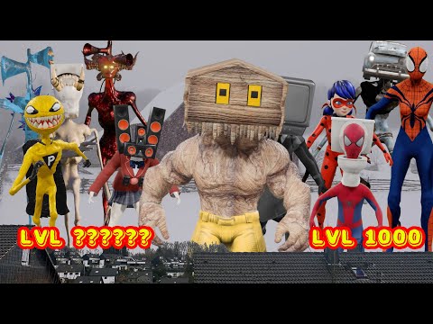 Team Siren Head VS Army monster battle level up boss with human hulk | Sprunki | poppy playtim