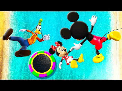 GTA 5 Mickey Mouse Crew Trampoline Jumping Ragdolls [Funny]