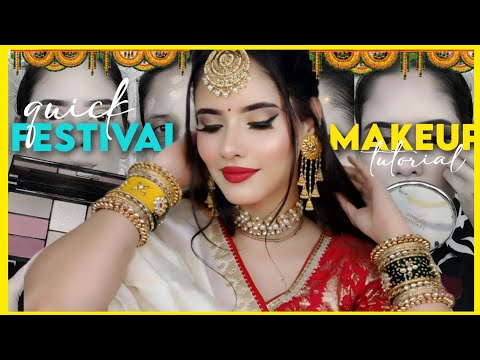 ✨😍*करवा चौथ* पर मेकअप कैसे करें??/ PARLOUR MAKEUP AT HOME 🤯😍