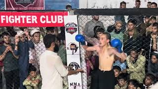 Ibrahim ( bleu) 1st Kick boxing fight student of Abdul Rahman kick boxing academy