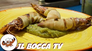 863 - Gamberoni in crosta su crema di piselli, da leoni tutti agnelli! (antipasto di pesce facile)
