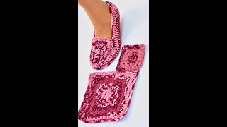 How to Crochet Granny Square Slippers easily Miarti🧶