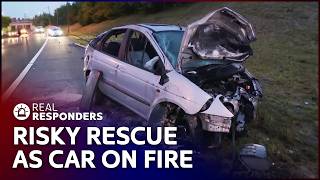 Paramedics Rescue Critically Injured Man After Car Bursts Into Flames | Real Responders