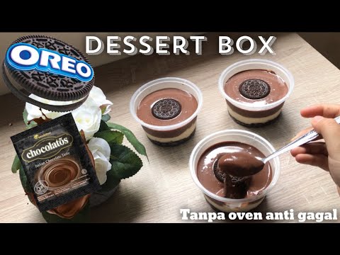 Resep Oreo chocolatos dessert box tanpa oven anti gagal | coklat nya meleleh dan super creamy