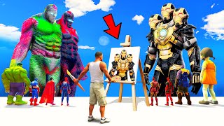GTA 5 | SHINCHAN, FRANKLIN, SUPERHEROES & TRI HEAD GOLDEN IRONMAN VS DUAL HEAD GOD | MAGICAL PAINT
