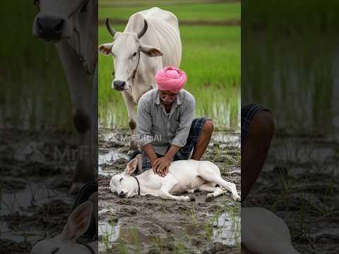 Farmer saves baby calf #ai #foryou #cow #india #shorts #rescue #animals #nature