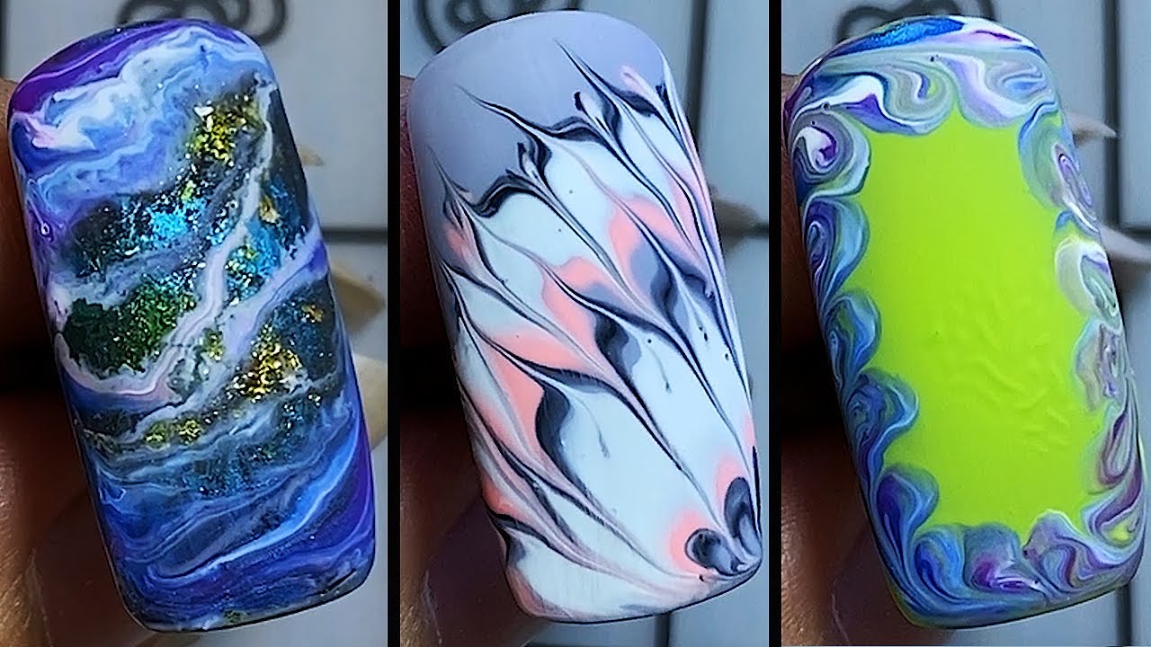 Creative Drag Marble Nail Art Ideas 