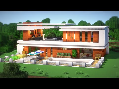 Minecraft: How To Build a Modern House (Build Tutorial)(#45) | 마인크래프트 건축, 강좌, 모던하우스, 인테리어