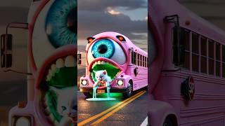 🚨👅 Surprise! The kitten suddenly encountered a mutated school bus!😺#ai #catshorts #aicat