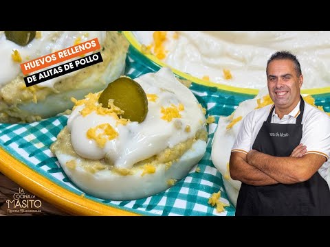 Huevos rellenos de alitas de pollo
