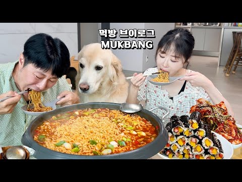 명절 후 느끼한 속 엄청 매운 겉절이로 달래기🌶️🌶️ 신라면 더레드 4봉지, 직접 만든 꼬마김밥과 함께 먹방❤️ mukbang vlog